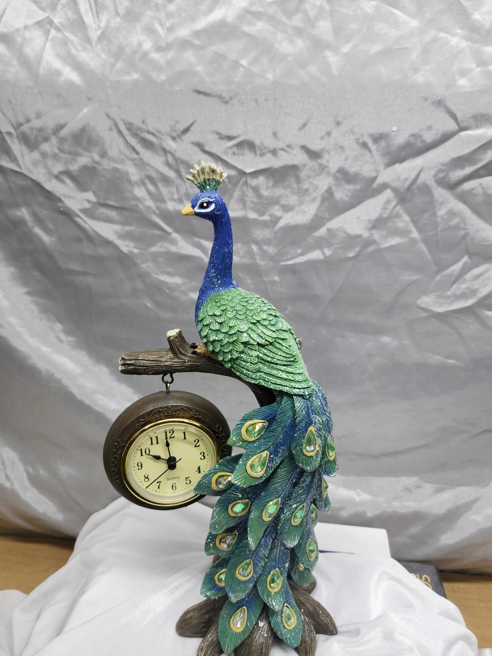 cracker barrel retired Peacock Table Clock - Green Decorative Wall Accent